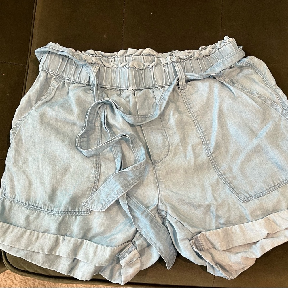 Aerie Light Blue High Waist Ruffle Shorts
